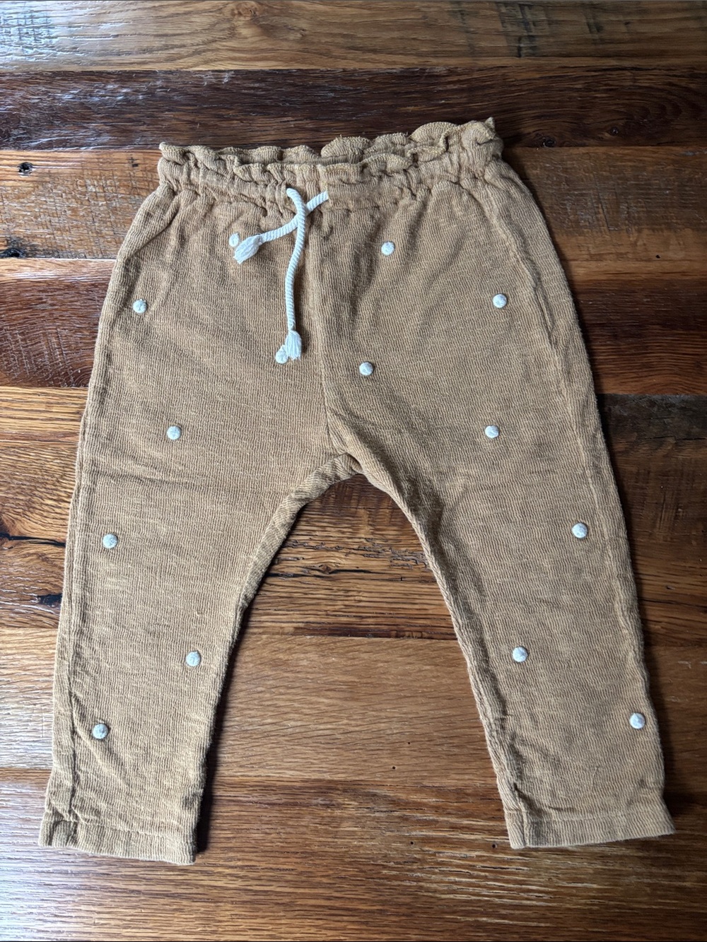 Zara Tan white Dot Jogger Pants - 12-17 months